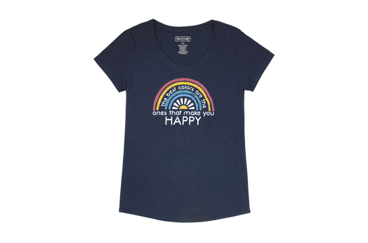 Women's V-Neck T-Shirt: Happy